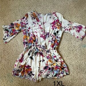 Umgee Floral Print Blouse - Multicolor